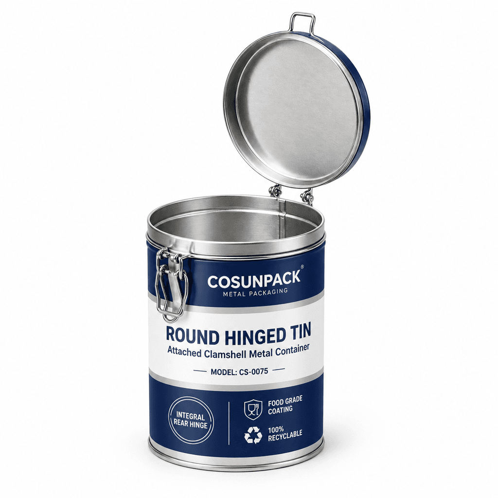 Round Hinged Lid Tin