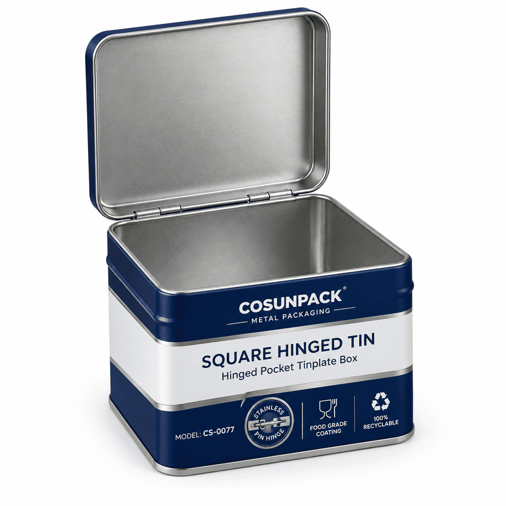 Square Hinged Lid Tin